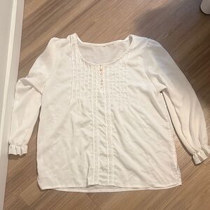 Elegant White Button Up Vintage Lace Cottage Women's Top